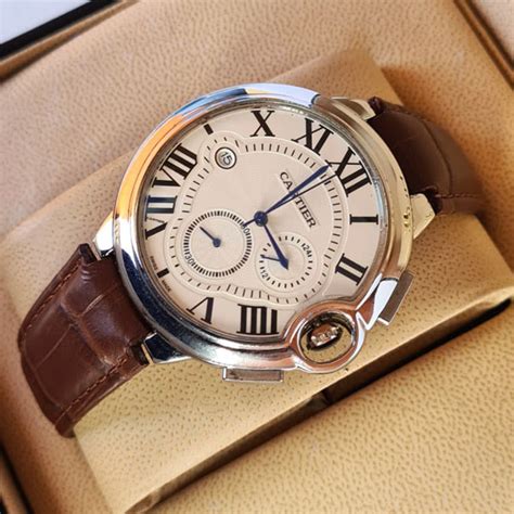 mens cartier leather watch|watch with black leather strap.